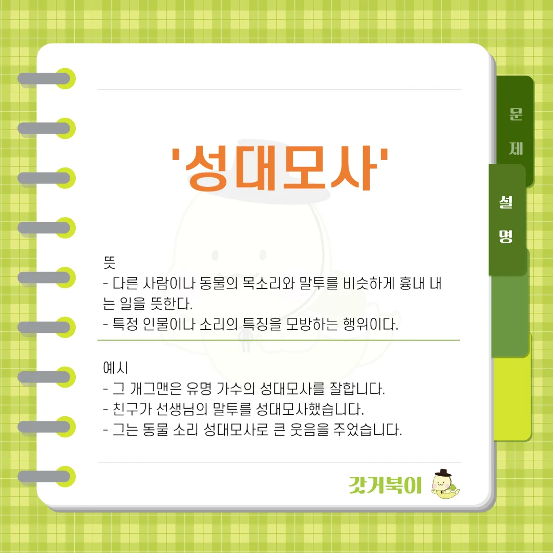 성대묘사 vs 성대모사 설명 이미지