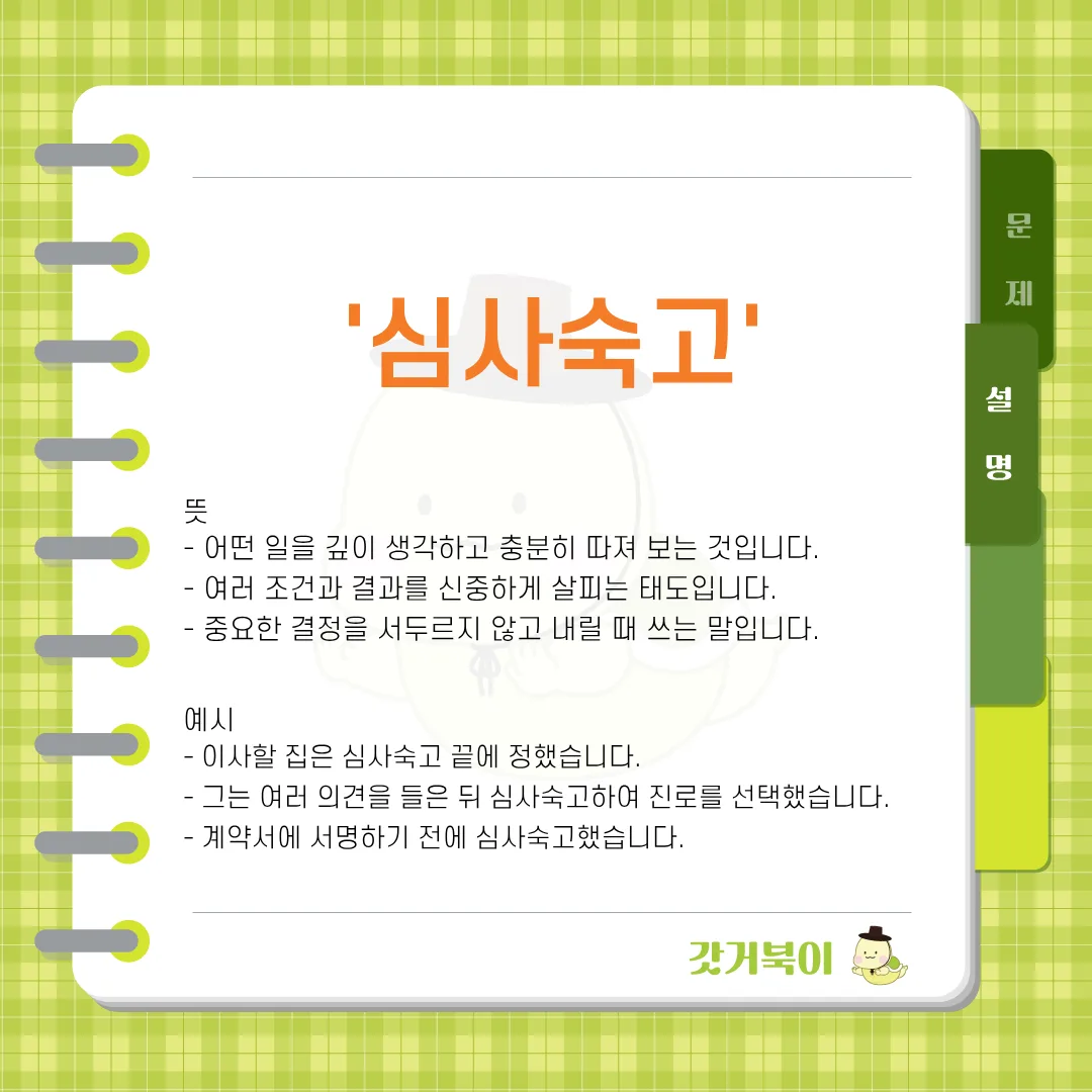 신사숙고 vs 심사숙고 설명 이미지